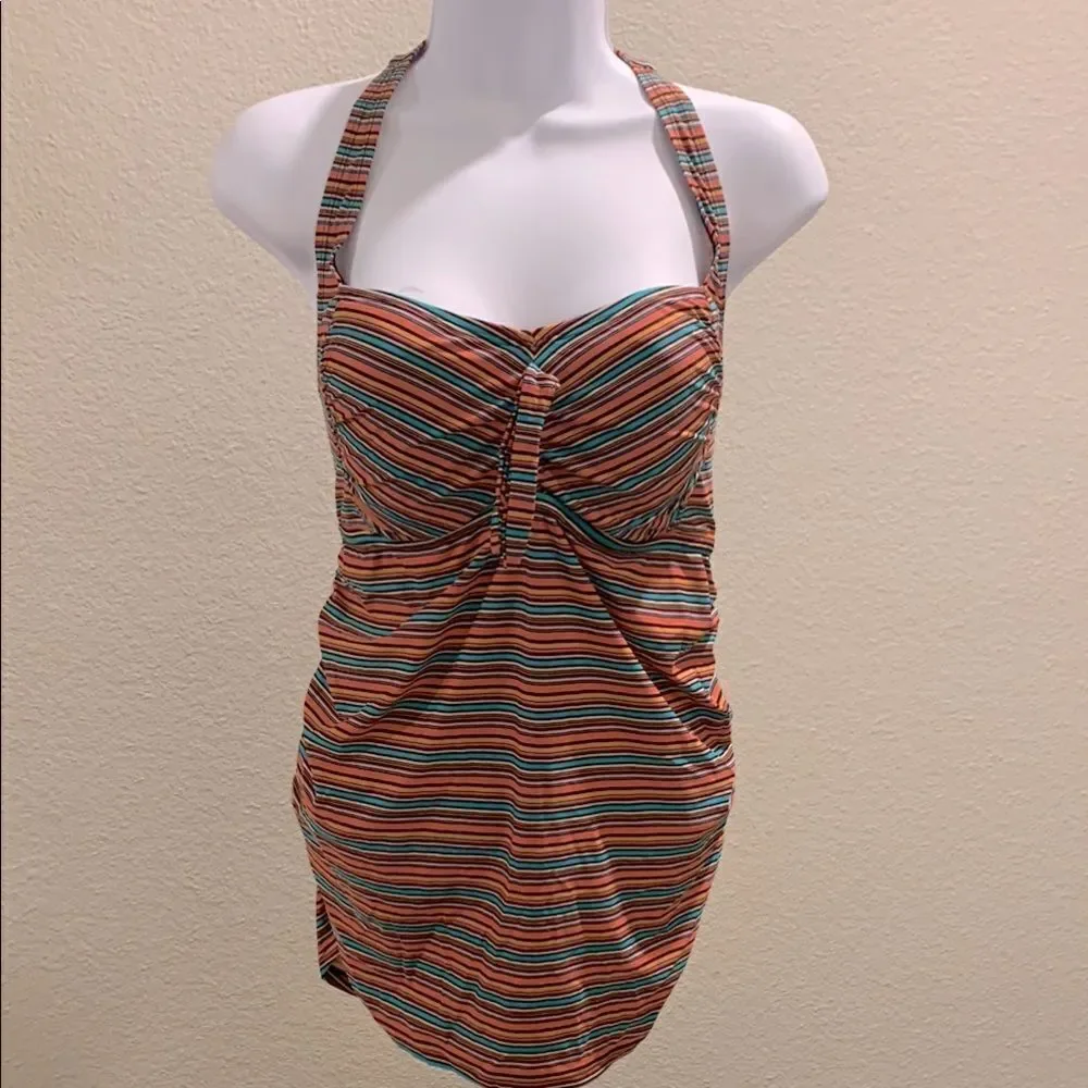Take 50% OFF- Beach Bump Motherhood Multicolor Halter Top Swimwear, Size-L